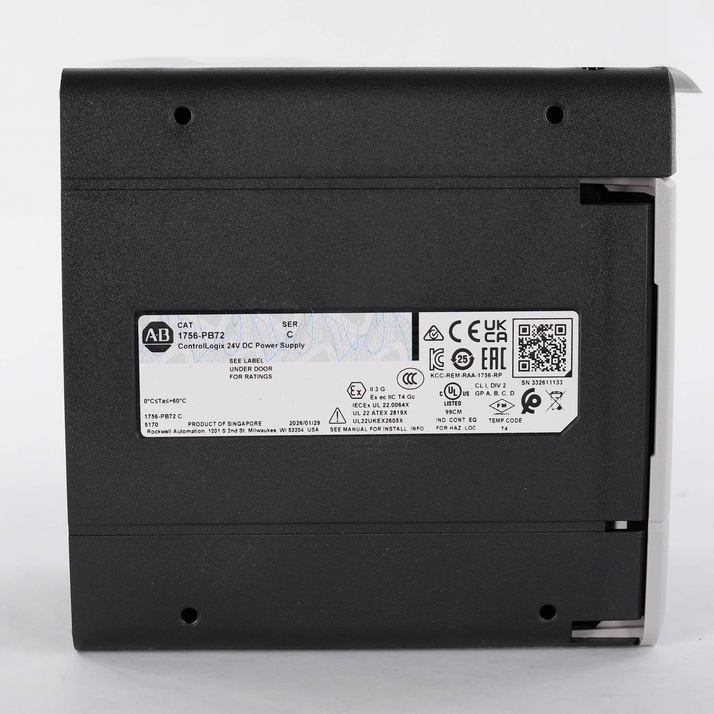 Allen Bradley 1756-PB72 Ser C ControlLogix 24V DC Standard Power Supply 1756PB72