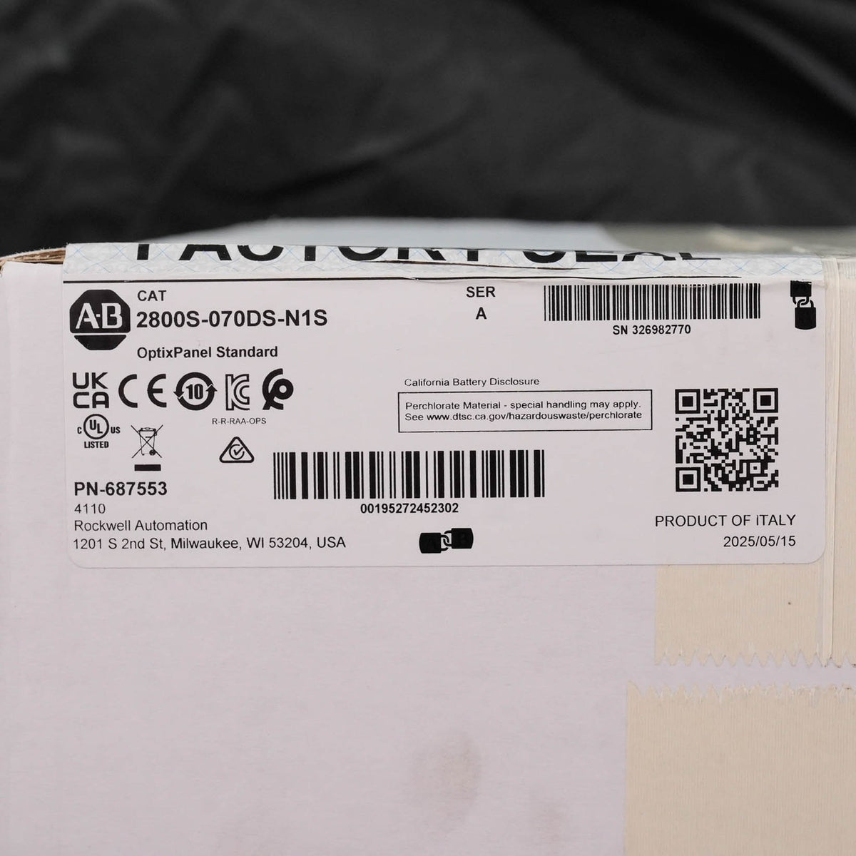 Allen Bradley 2800S-070DS-N1S /A Optixpanel Standard Terminal 2800S070DSN1S