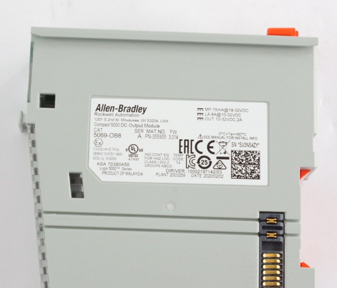 Allen Bradley 5069-OB8 Ser A FW 3.014 5069 Compact I/O 8-Ch 24V DC Output