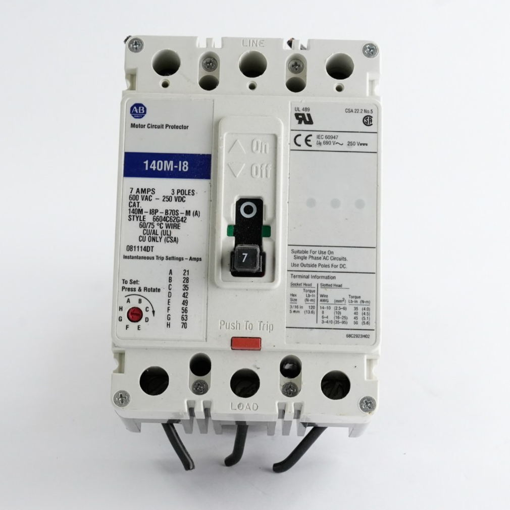 Allen Bradley 140M-I8P-B70S-M (A) Motor Circuit Protector 140M-I8 3-Pole 600VAC