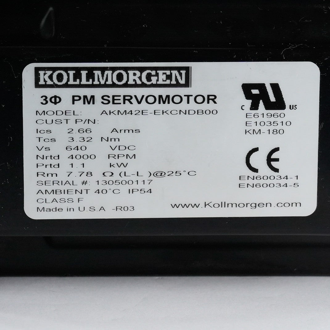 Kollmorgen AKM42E-EKCNDB00 Servo Motor AKM42EEKCNDB00 4000RPM 1.1kW