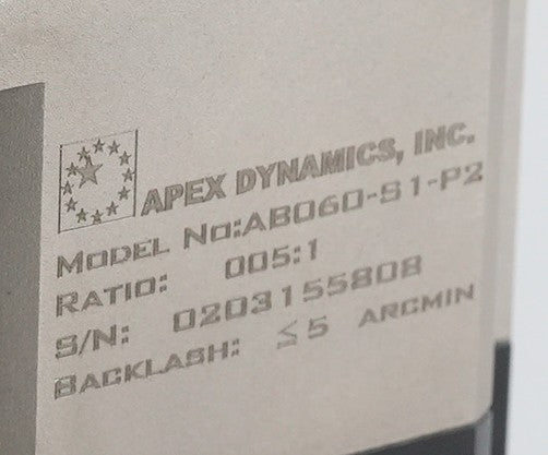 Apex Dynamics AB060-S1-P2 / AB060S1P2 Gearbox Gear Head Servo 005:1 Ratio