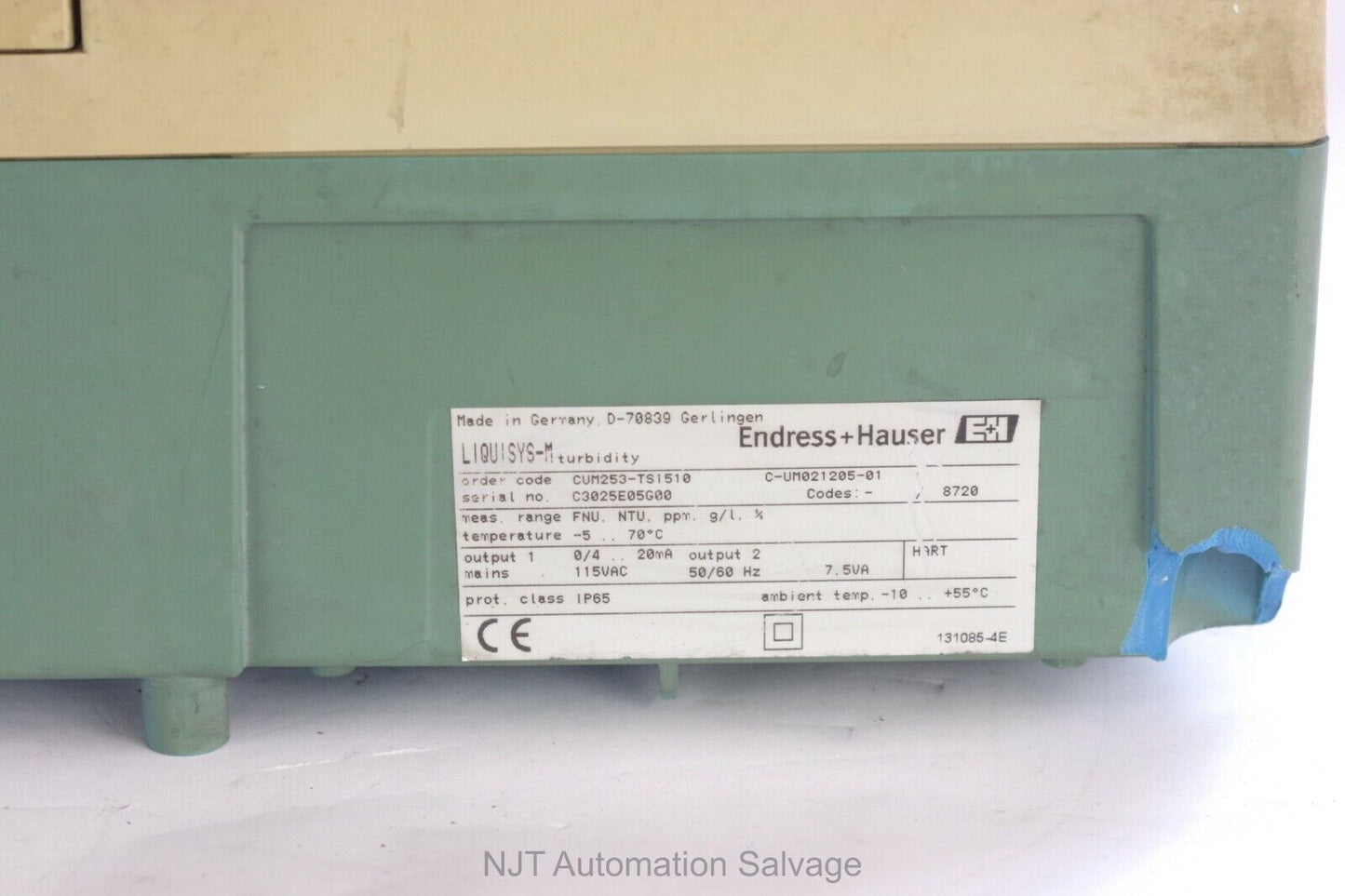 ENDRESS+HAUSER D-70839 Liquisys M CUM253 CONDUCTIVITY TRANSMITTER  CUM253-TS1510