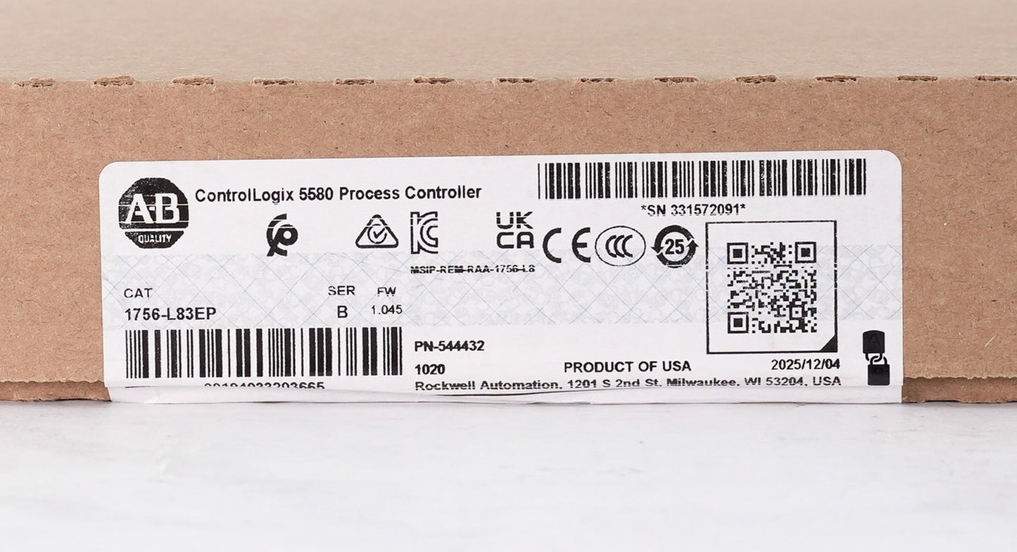 Allen Bradley 1756-L83EP /B ControlLogix 5580 Process Controller Sealed Surplus