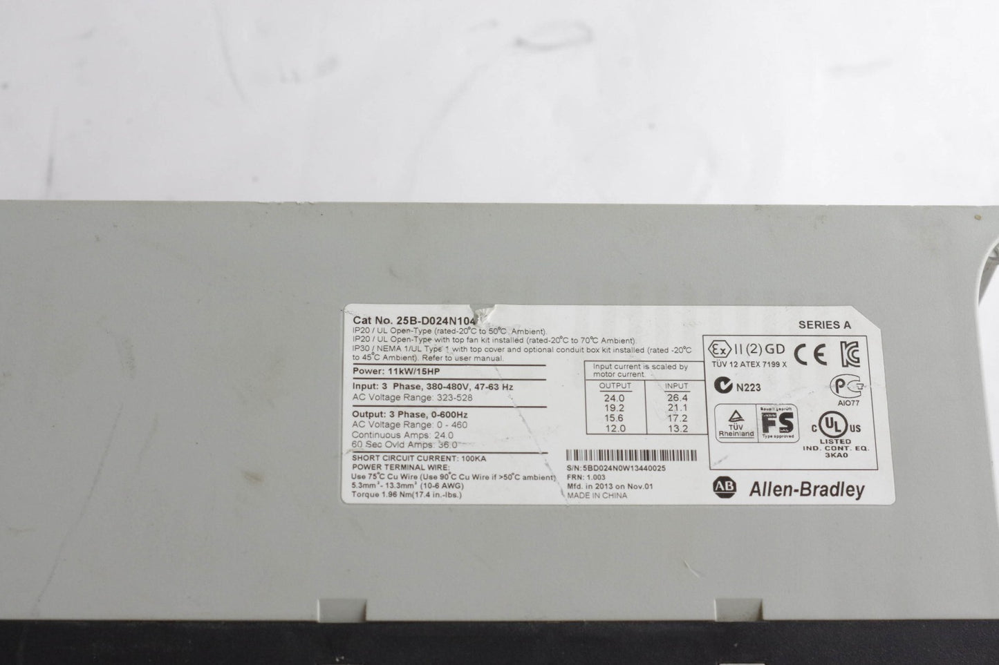 Allen Bradley 25B-D024N104 PowerFlex 525 11kW 15HP 3PH AC Drive - 3x For Parts