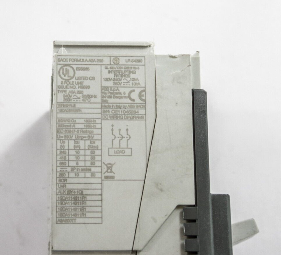 ABB SACE FORMULA A2A200TT A2A 250 260 200A 3 Pole Circuit Breaker