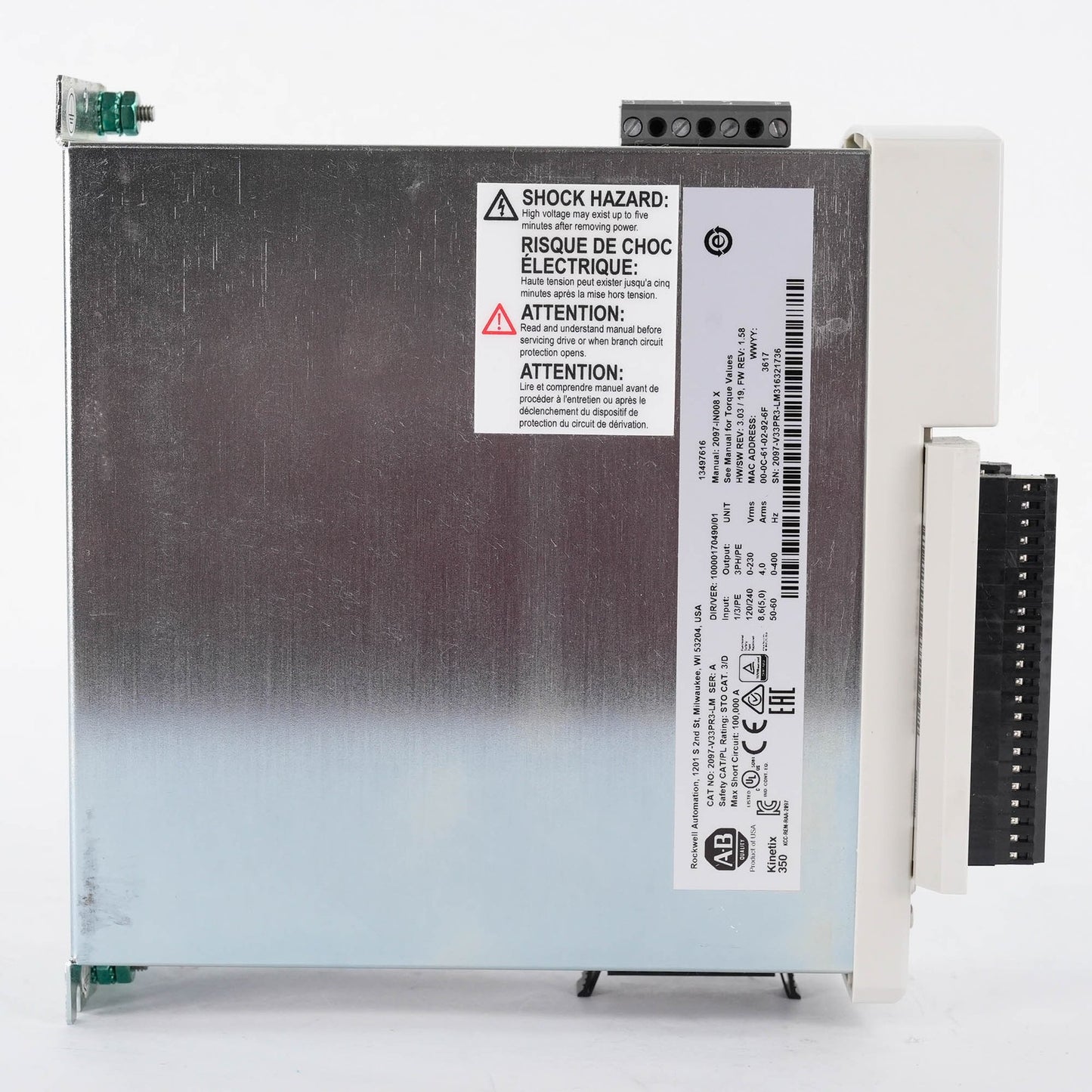 Allen Bradley 2097-V33PR3-LM Ser A Kinetix 350 Servo Drive 240V 1-Phase 2A