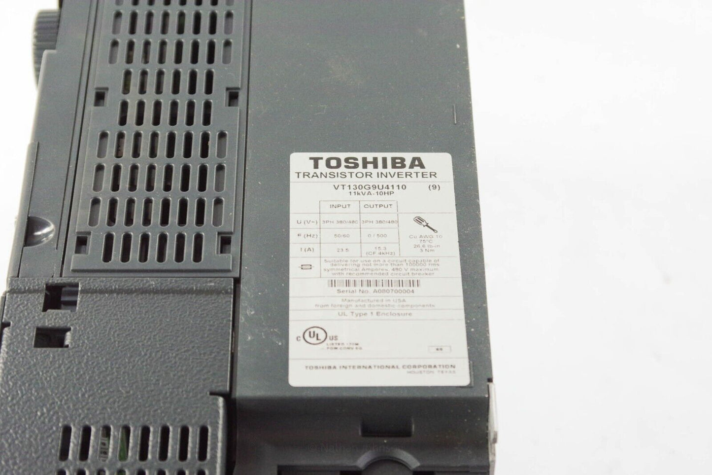 Toshiba VT130G9U4110 Transistor Inverter 10HP Lightly Used