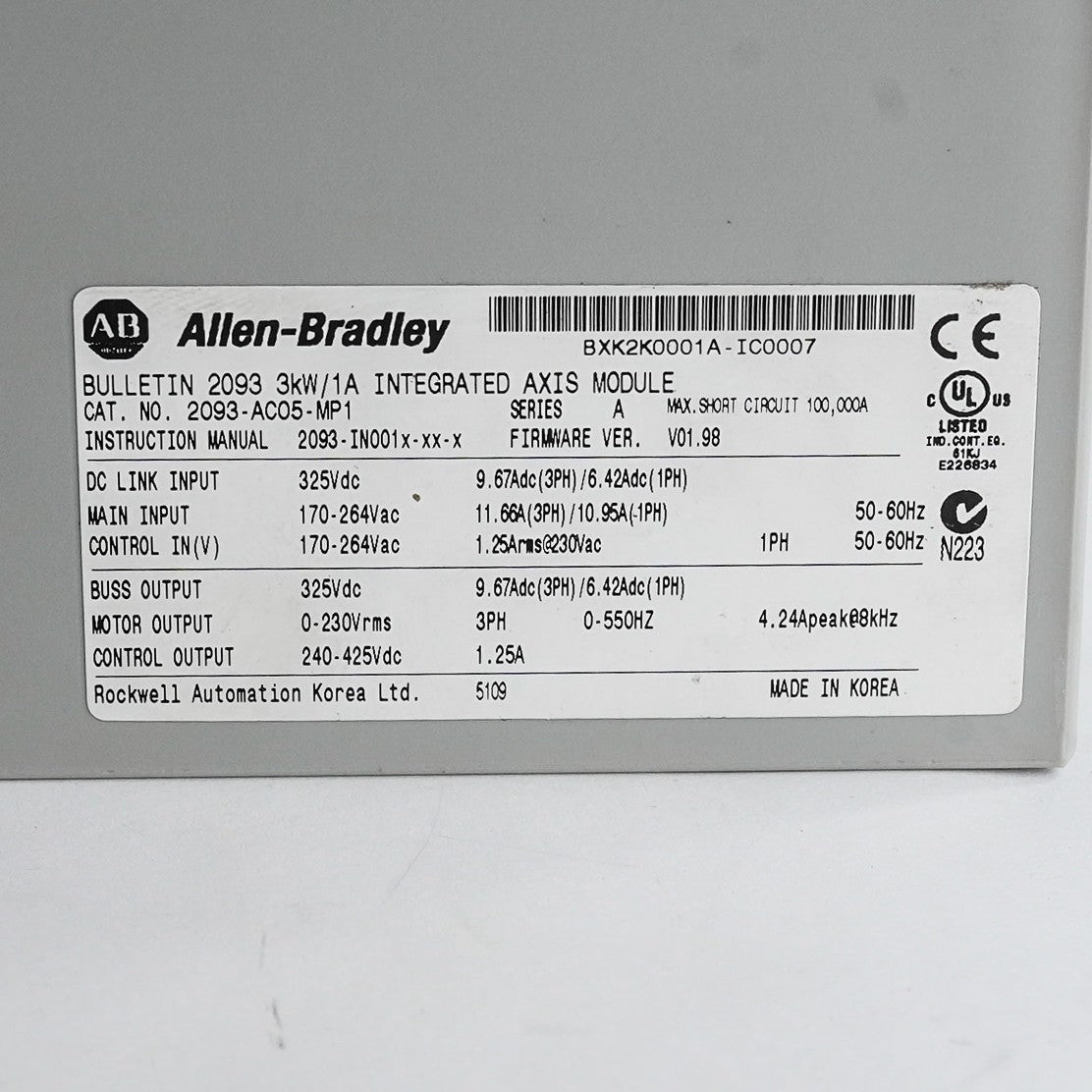 Allen Bradley 2093-AC05-MP1 /A Kinetix 2000 Integrated Axis Module - Refurbished