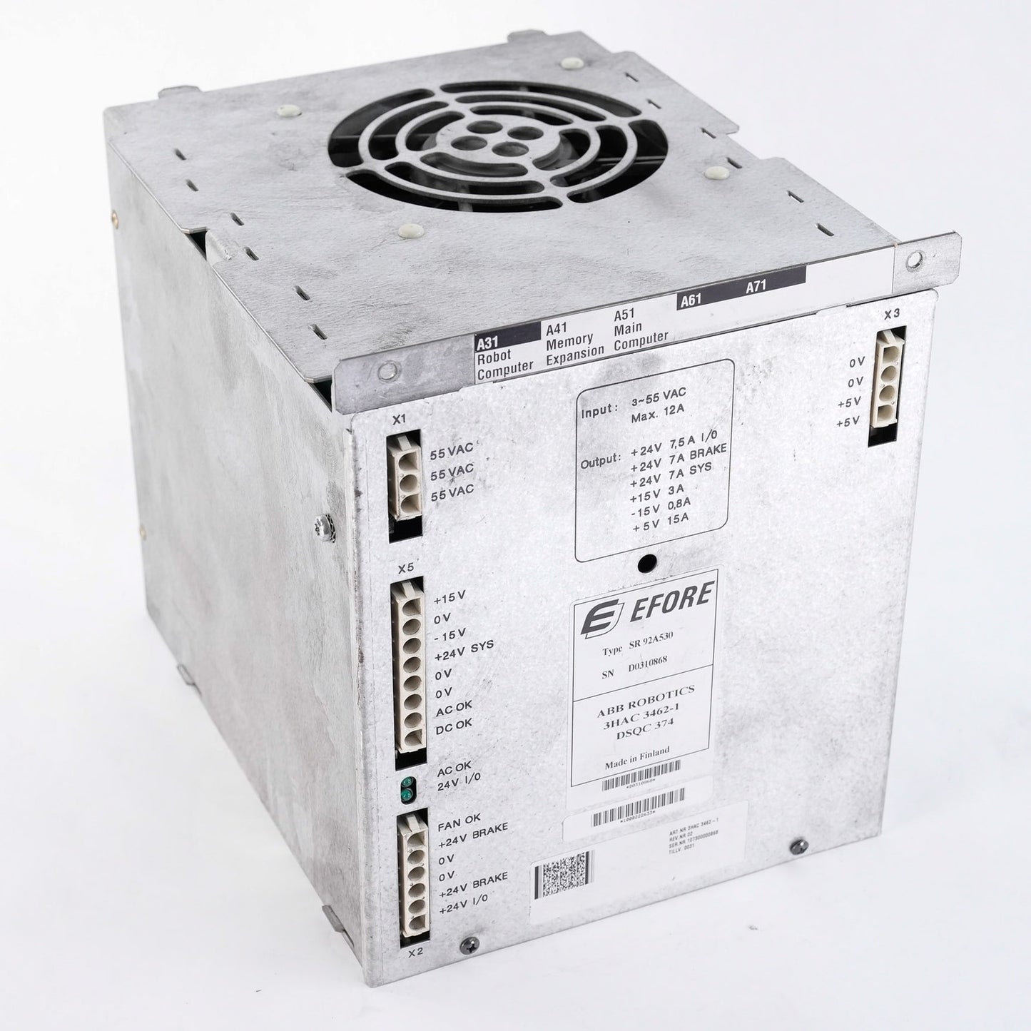 ABB Robotics EFORE SR 92A530 Power Supply Module 3HAC 3462-1 DSQC 374