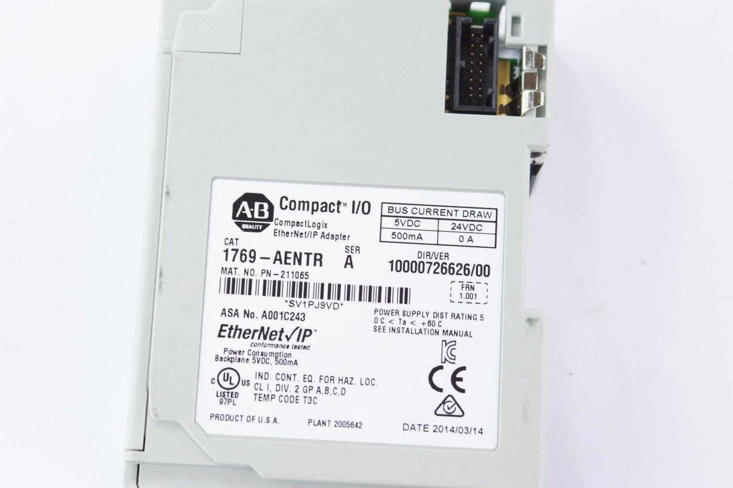 Allen Bradley 1769-AENTR / 1769AENTR Ser A CompactLogix Ethernet/IP Adapter