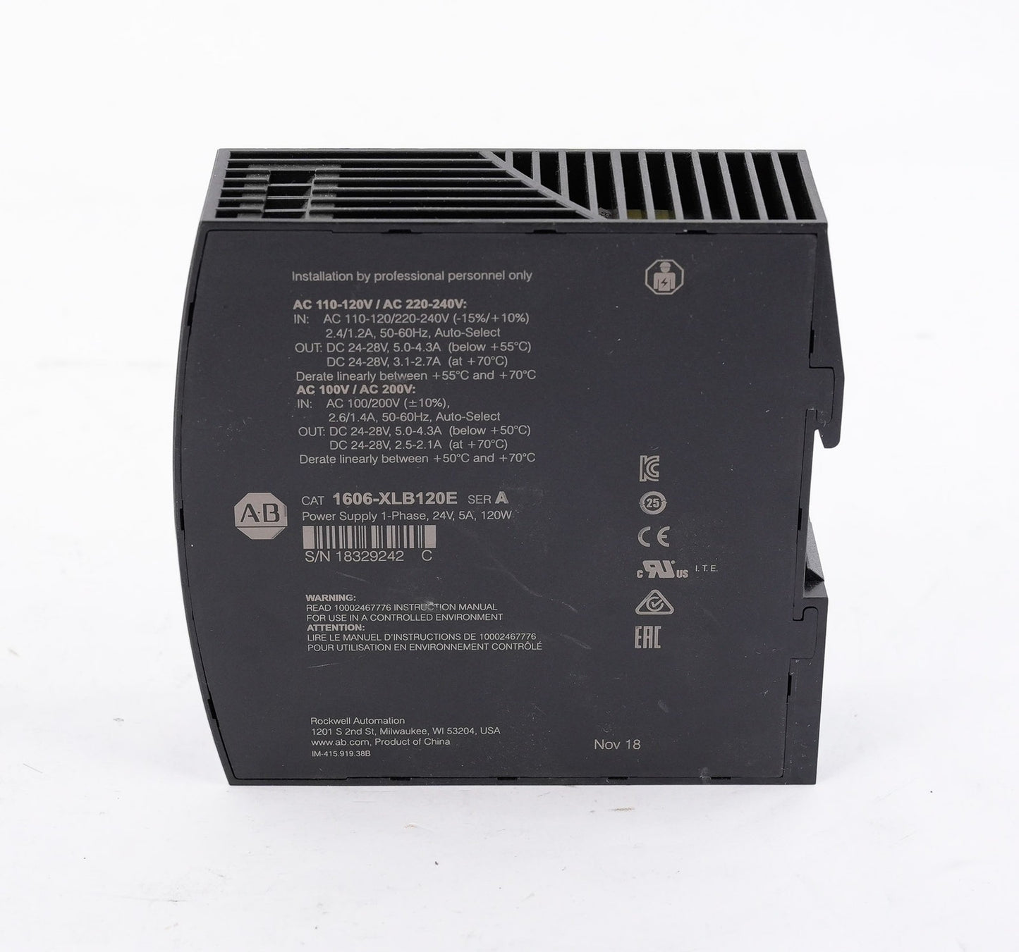 Allen Bradley 1606-XLB120E /A Power Supply 1-Phase 24V 5A 120W 1606XLB120E