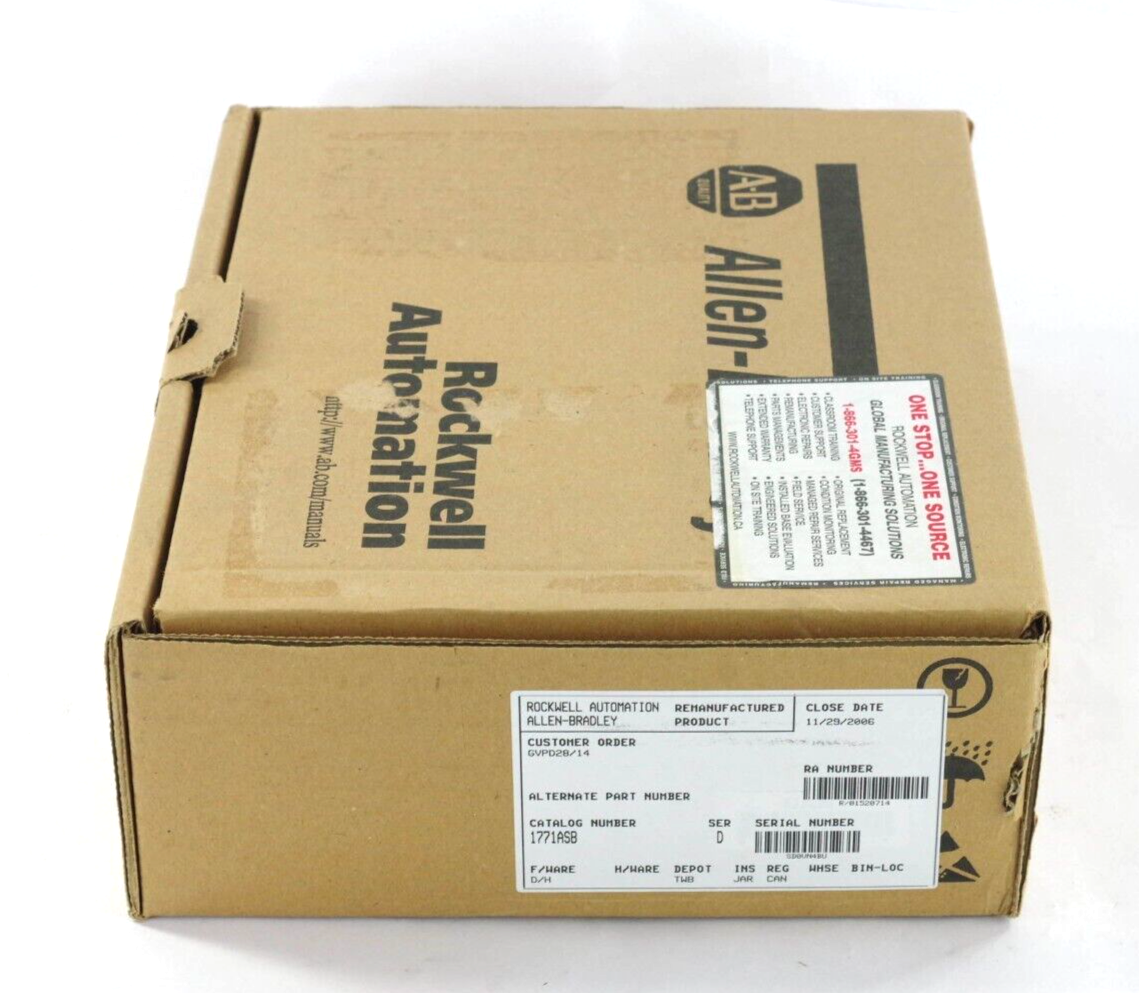 ALLEN BRADLEY 1771-ASB /D SERIES D REMOTE I/O ADAPTER MODULE- Remanufactured