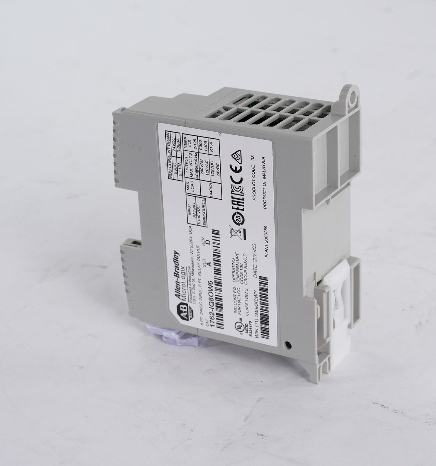 Allen Bradley 1762-IQ8OW6 /A MicroLogix 8Pt Input 6Pt Relay Output Module IQ80W6