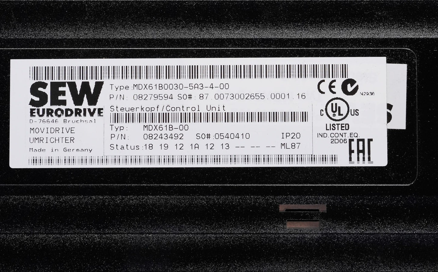 SEW Eurodrive MDX61B0030-5A3-4-00 Movidrive AC Drive MDX61B00305A3400 08279594