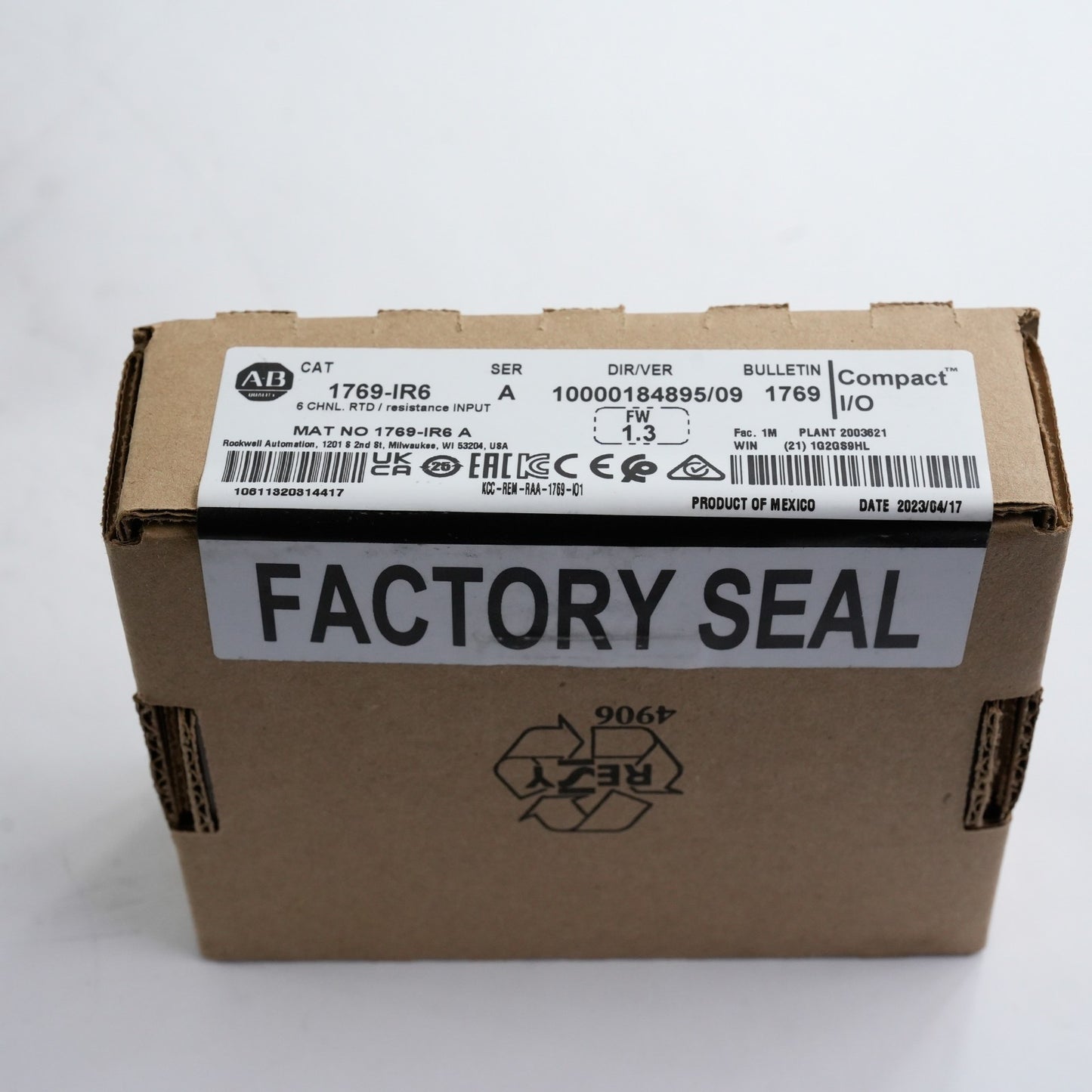 Allen Bradley 1769-IR6 /A FW 1.3 6 Channel RTD Resistance Input - Sealed Surplus