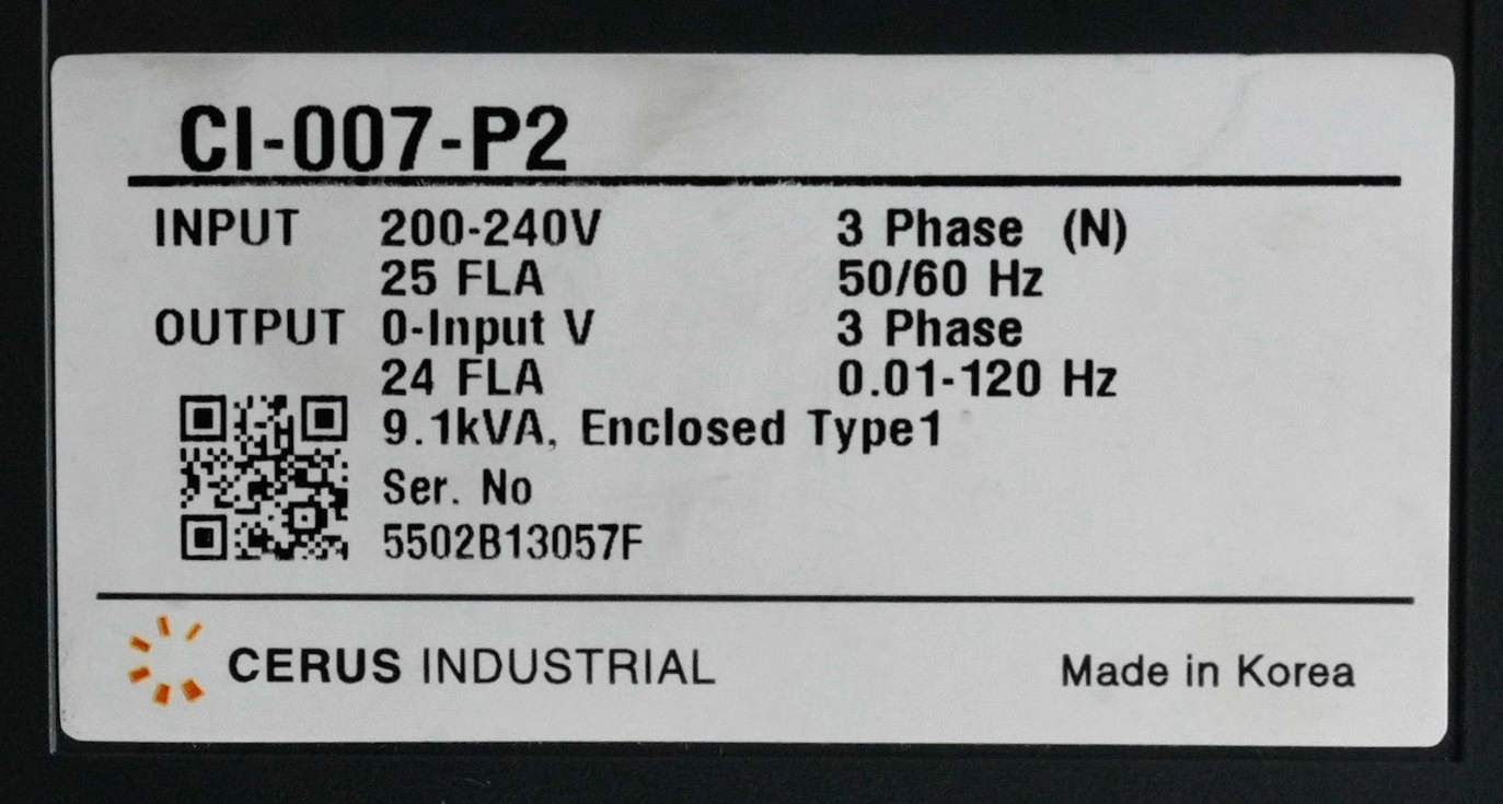 Cerus Industrial CI-007-P2 VFD Titan P Series AC 240V 7.5 HP CI007P2 Drive + WTY