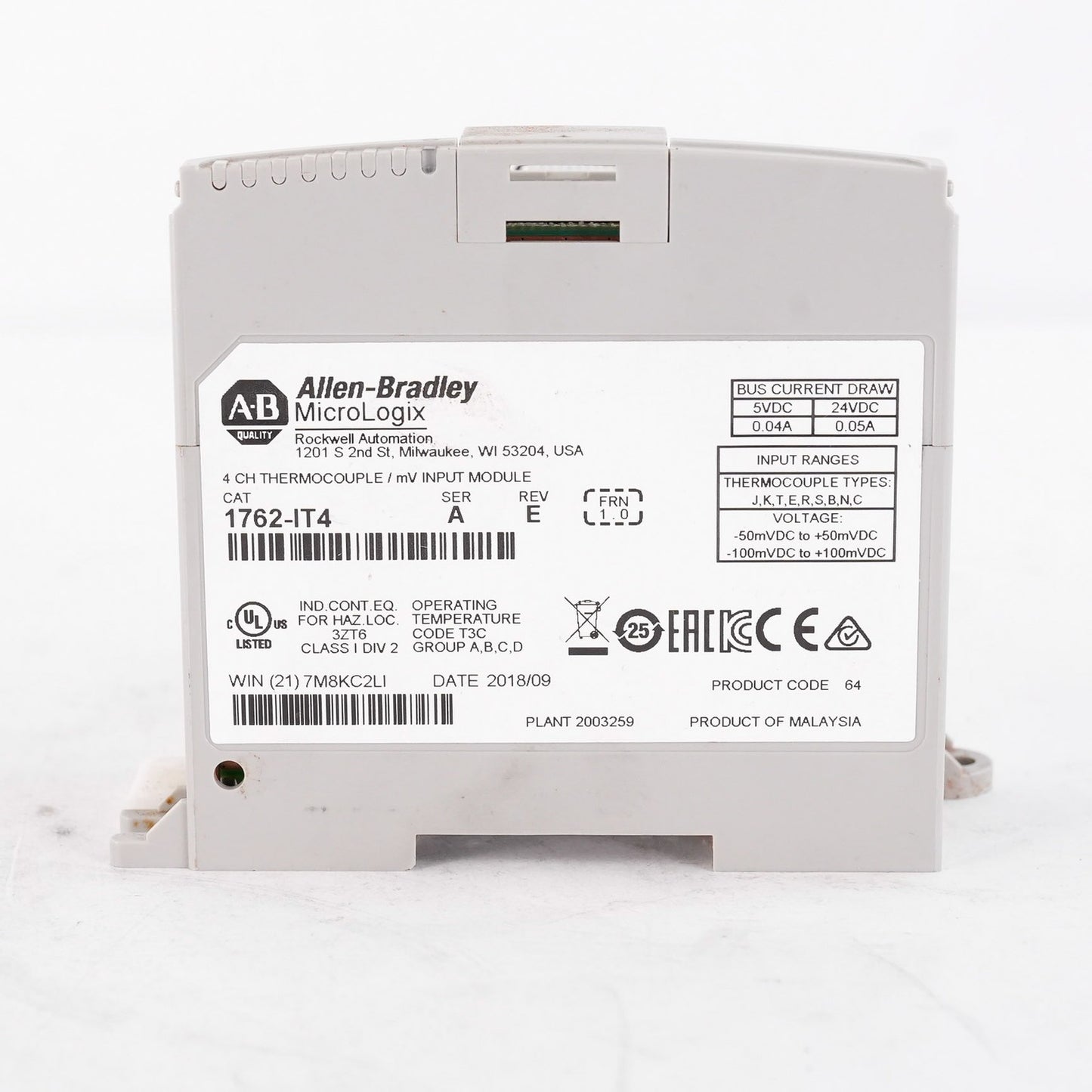 Allen Bradley 1762-IT4 /A MicroLogix 4 Channel Thermocouple Input Module 1762IT4