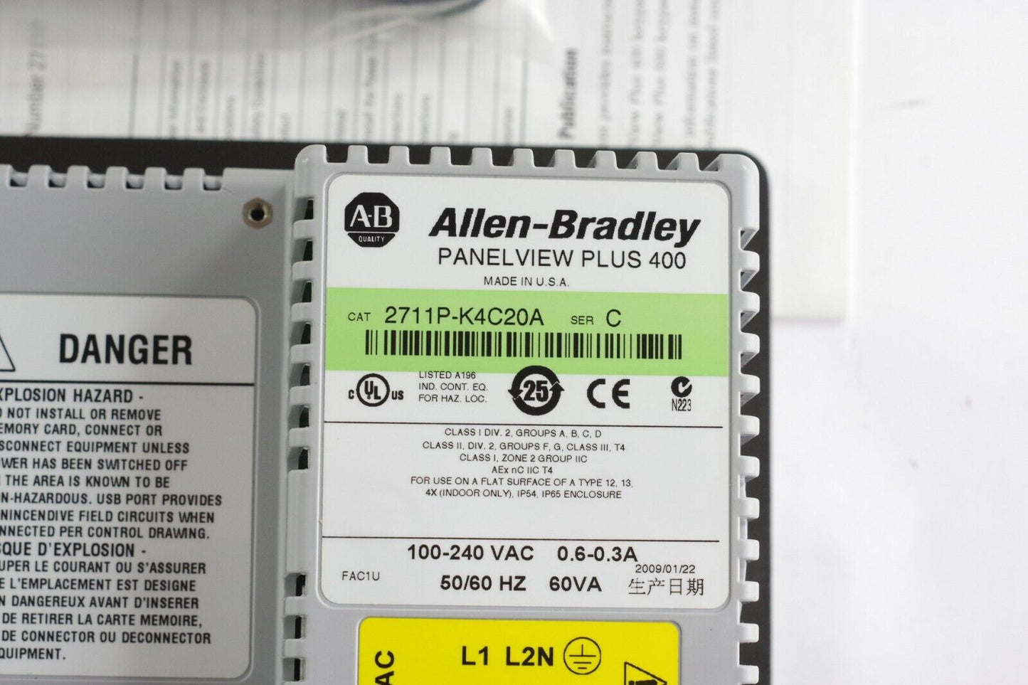 Allen Bradley PanelView Plus 400 2711P-K4C20A Ser C Color