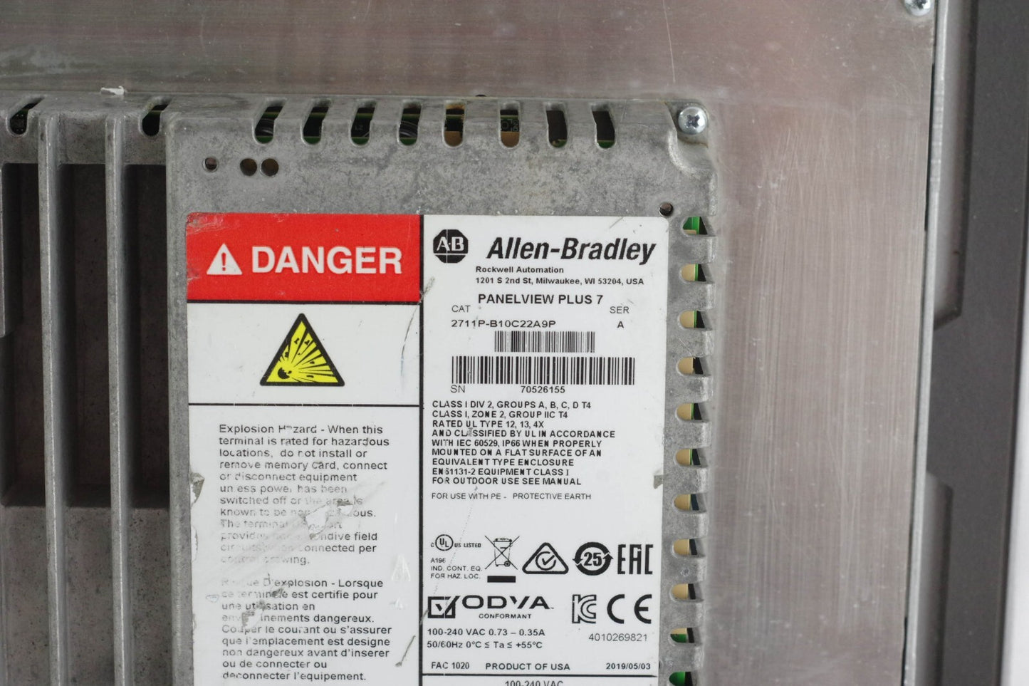 Allen Bradley 2711P-B10C22A9P /A PanelView Plus 7 Terminal - Refurbished
