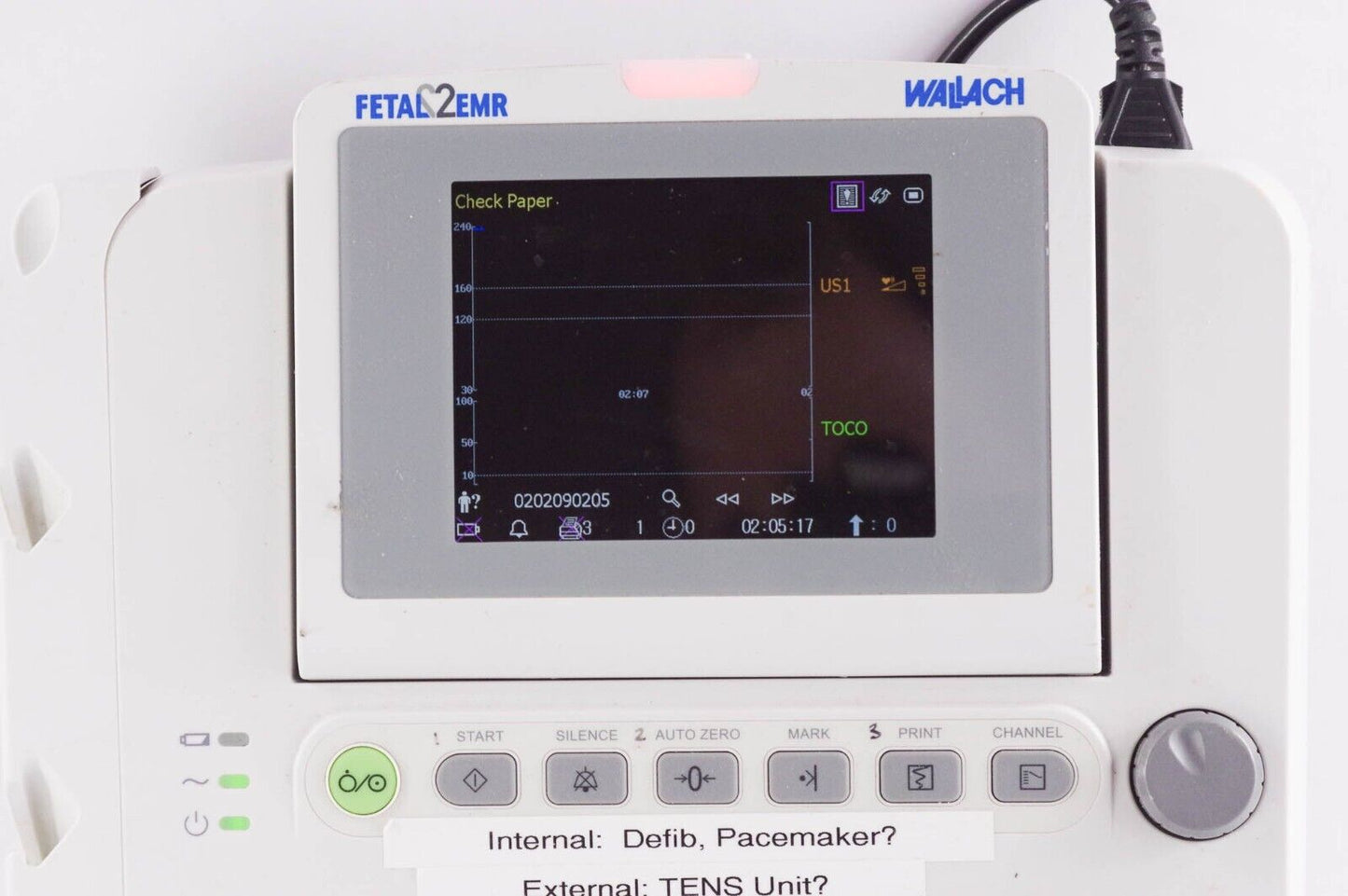 Wallach Fetal2EMR Fetal Monitor Model F3 Fetal Monitor 902300 - Power Tested