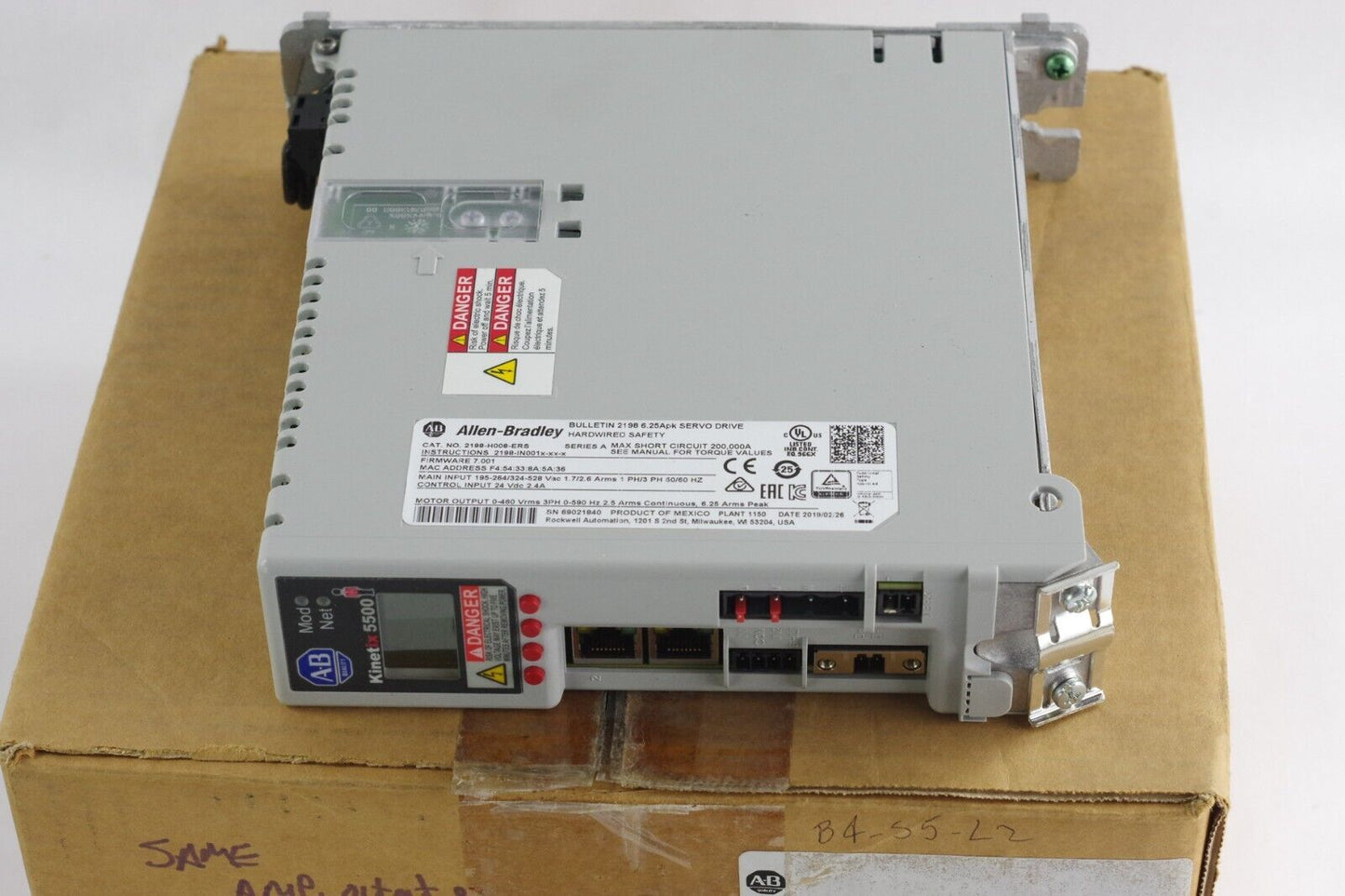 Allen Bradley Kinetix 5500 Servo Drive 2198-H008-ERS SER A 2198H008ERS