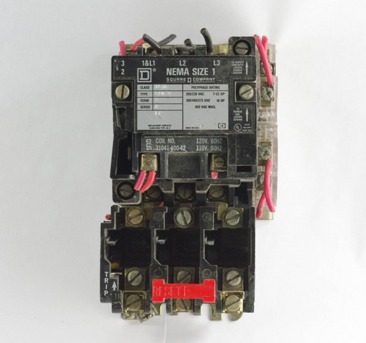 Square D 8536 S003 Nema Size 1 Starter 460 Volt @ 10 HP 120 Volt Coil