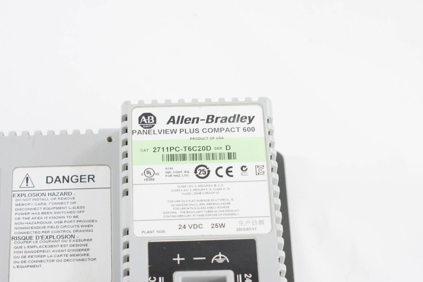 Allen Bradley 2711PC-T6C20D Panel View Plus Compact 600 Touch Ser D