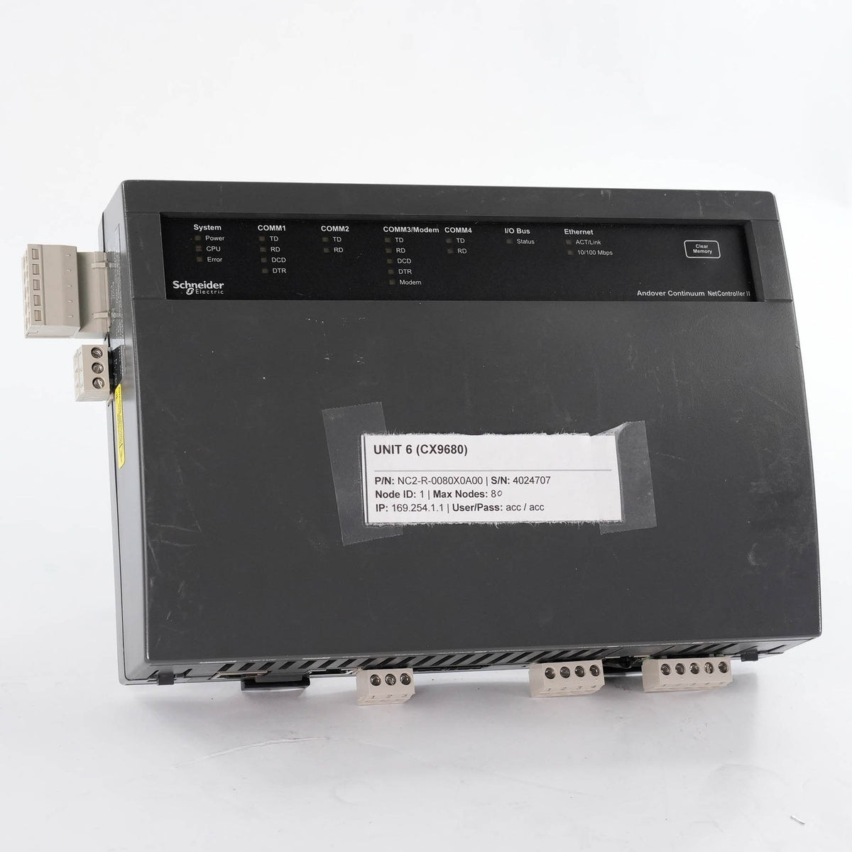 Andover NetController II CX9680 NC2-R-0080X0A00 8 Node Controller XDriver Alarms