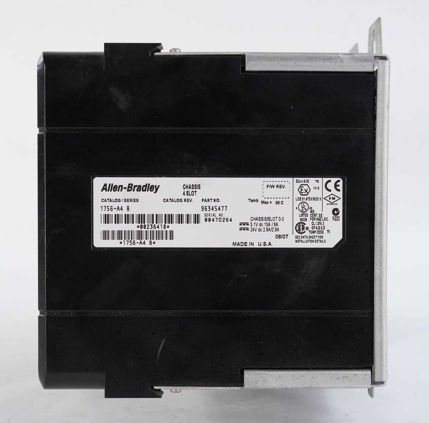 Allen Bradley 1756-PA72 Ser C Power Supply 1756-A4 /B 4-Slot Chassis 85-265 VAC