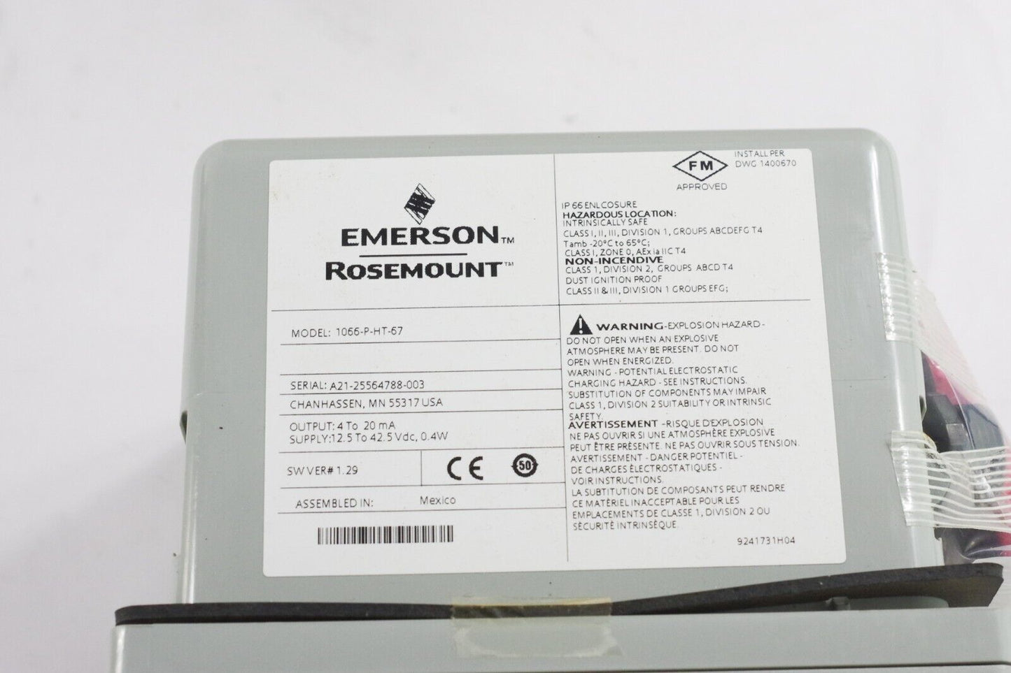 Rosemount / Emerson 1066-P-HT-67 LIQUID ANALYTICAL TRANSMITTER New Open Box