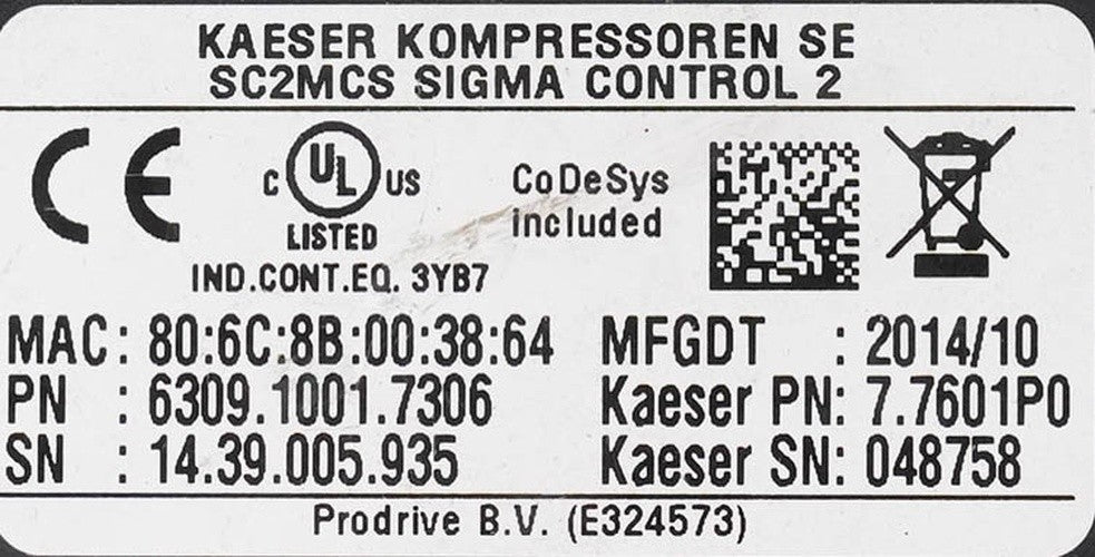 Kaeser 7.7601P0 6309.1001.7306 77601P0 Sigma Control 2 SC2MCS Compressor Control