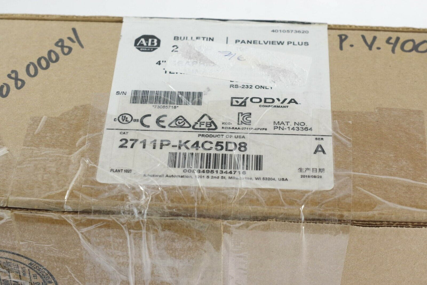 2019 Allen Bradley Panelview Plus 6 2711P-K4C5D8 Ser A - New Surplus