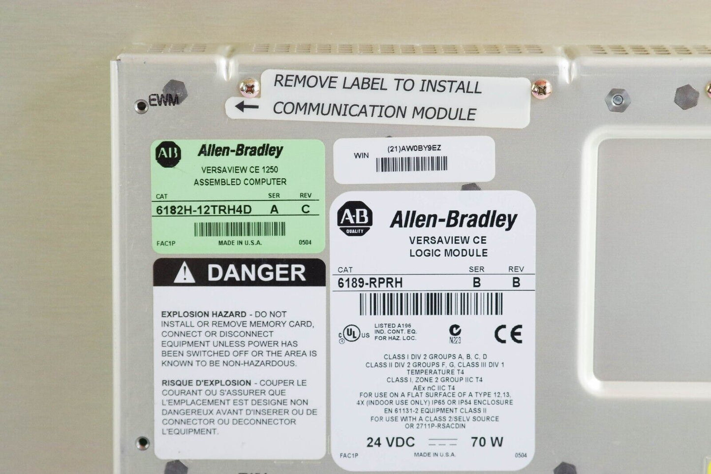 Allen-Bradley 6182H-12TRH4D Versaview CE 1250 Display Panel / 6189-RPRH B Refurb