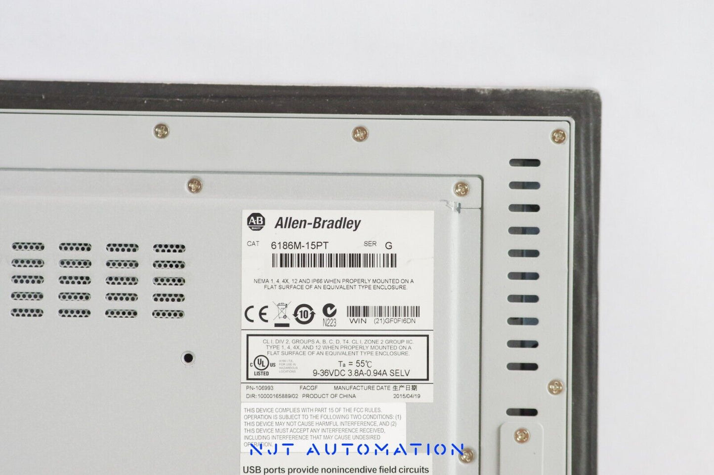 ALLEN BRADLEY 6186M-15PT /G SER G 1500M Display Monitor 6186M15PT + 1 YR WTY