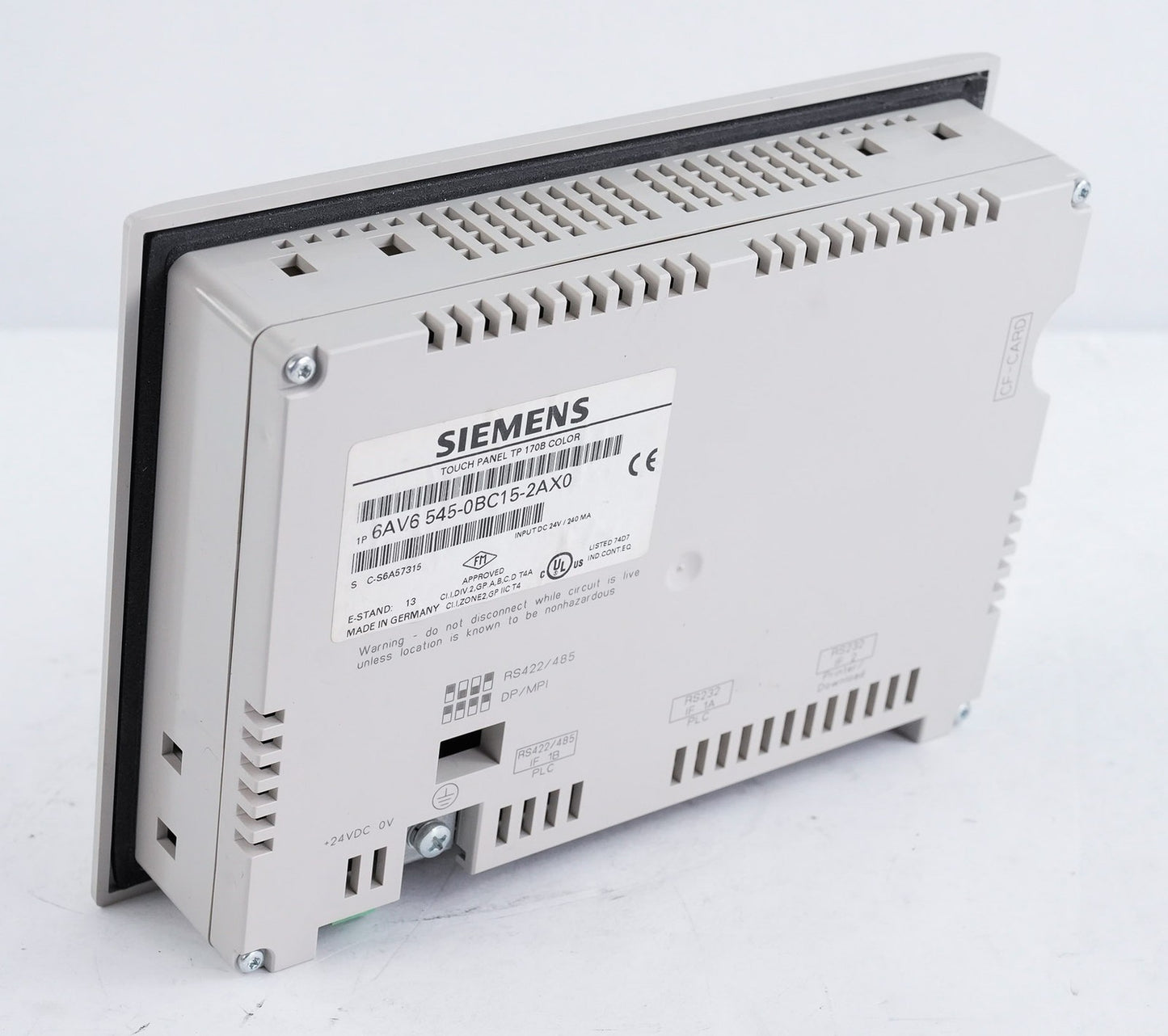 Siemens 6AV6545-0BC15-2AX0 Touch Panel TP 170B Color Display 24V