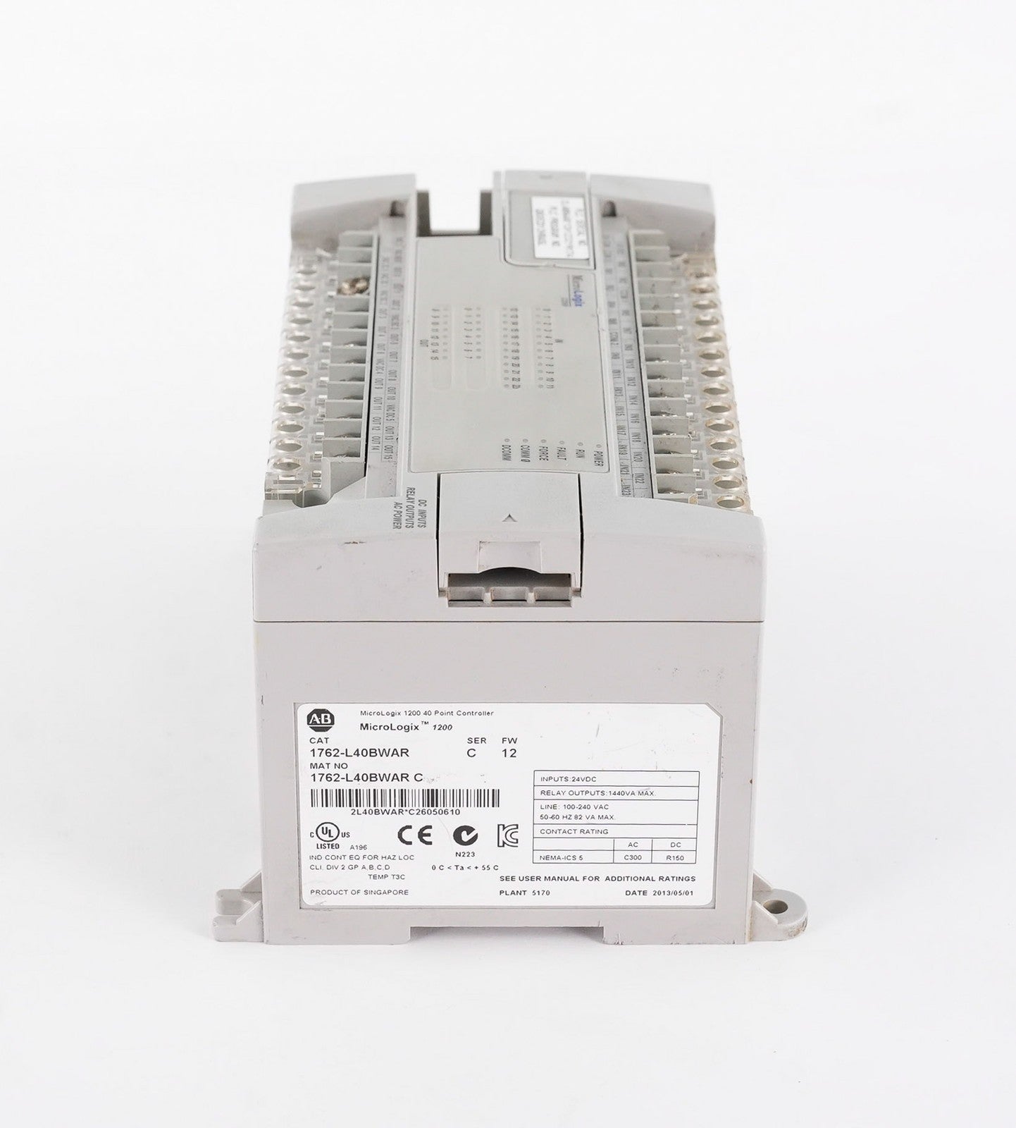Allen Bradley 1762-L40BWAR /C FW 12 MicroLogix 1200 PLC Module 1762L40BWAR
