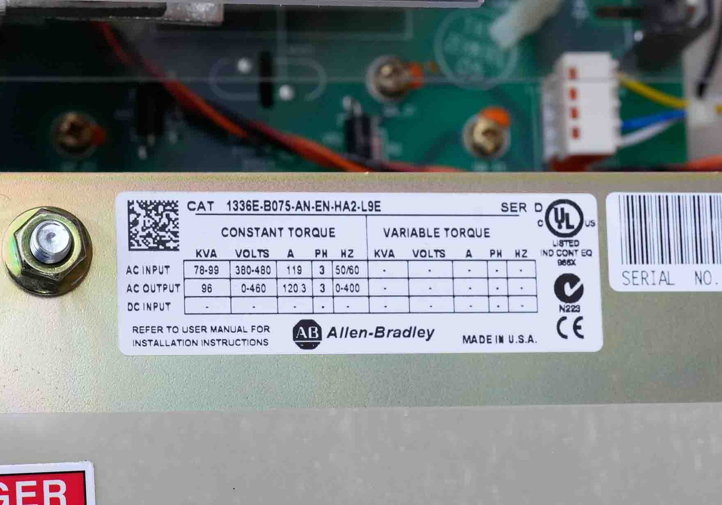Allen Bradley 1336E-B075-AN-EN-HA2-L9E /D Bulletin 1336E AC Drive - Open Box