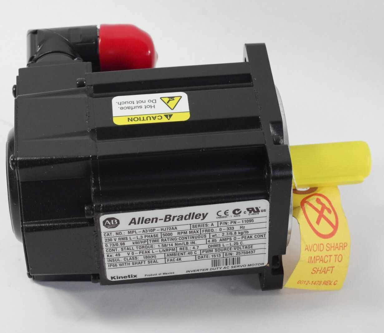 Allen Bradley MPL-A310P-HJ72AA Ser A 230 Volt AC Rotary Servo Motor - No Box