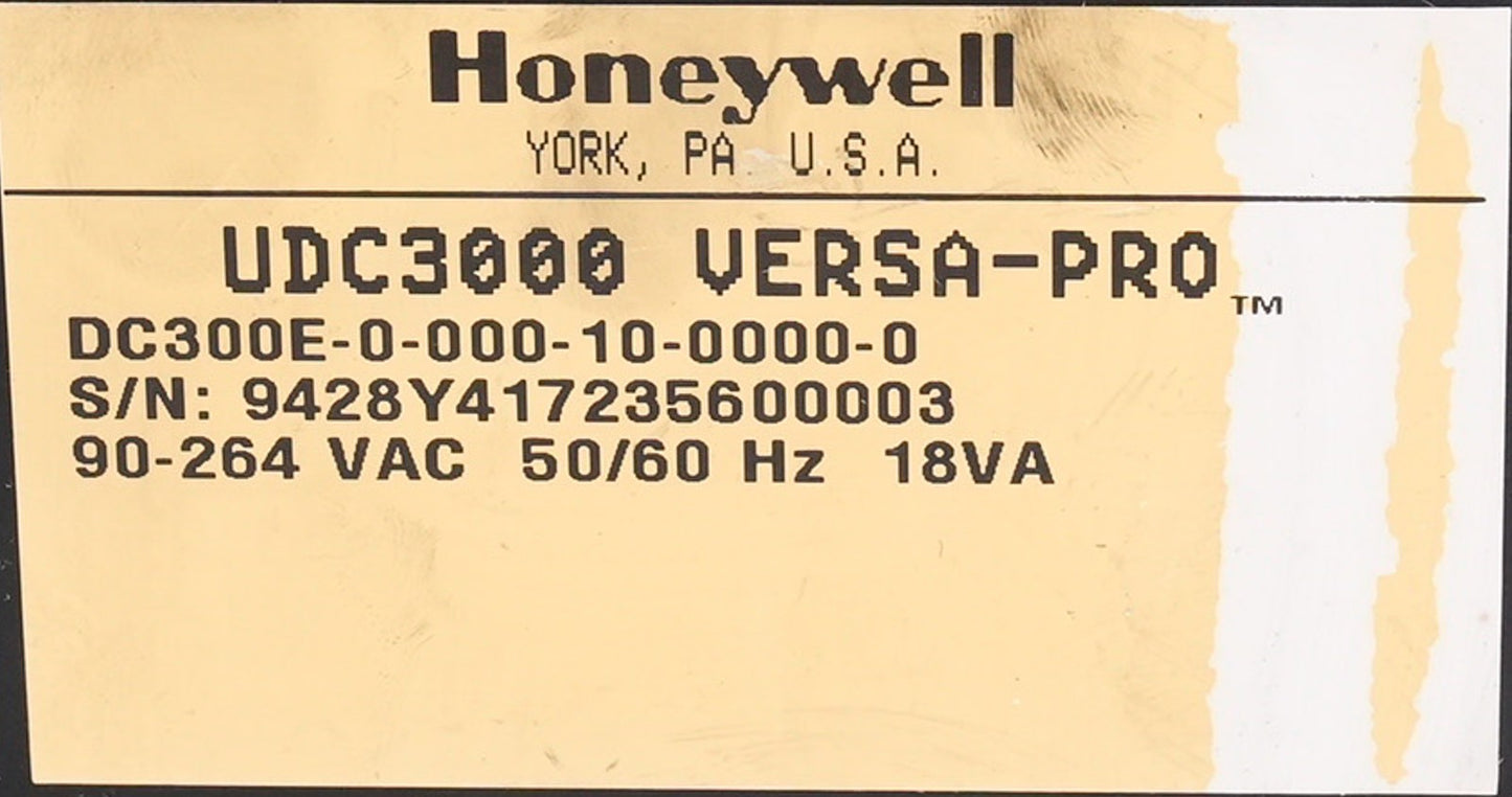 Honeywell UDC3000 Versa-Pro DC300E-0-000-10-0000-0 Temperature Controller
