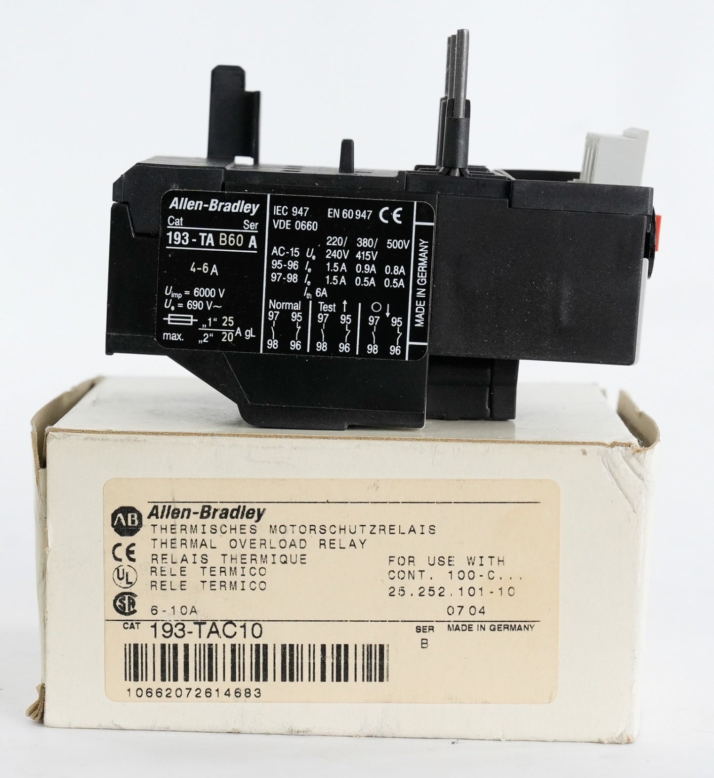Allen Bradley 193-TAB60 /A Overload Relay 4-6A 193TAB60 - Open Box