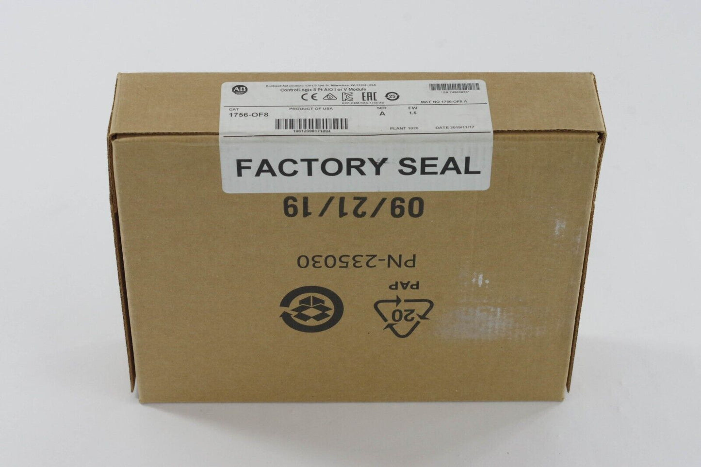 2019 Allen Bradley 1756-OF8 SER A ControlLogix 8 Pt A/O I V Module - New Surplus