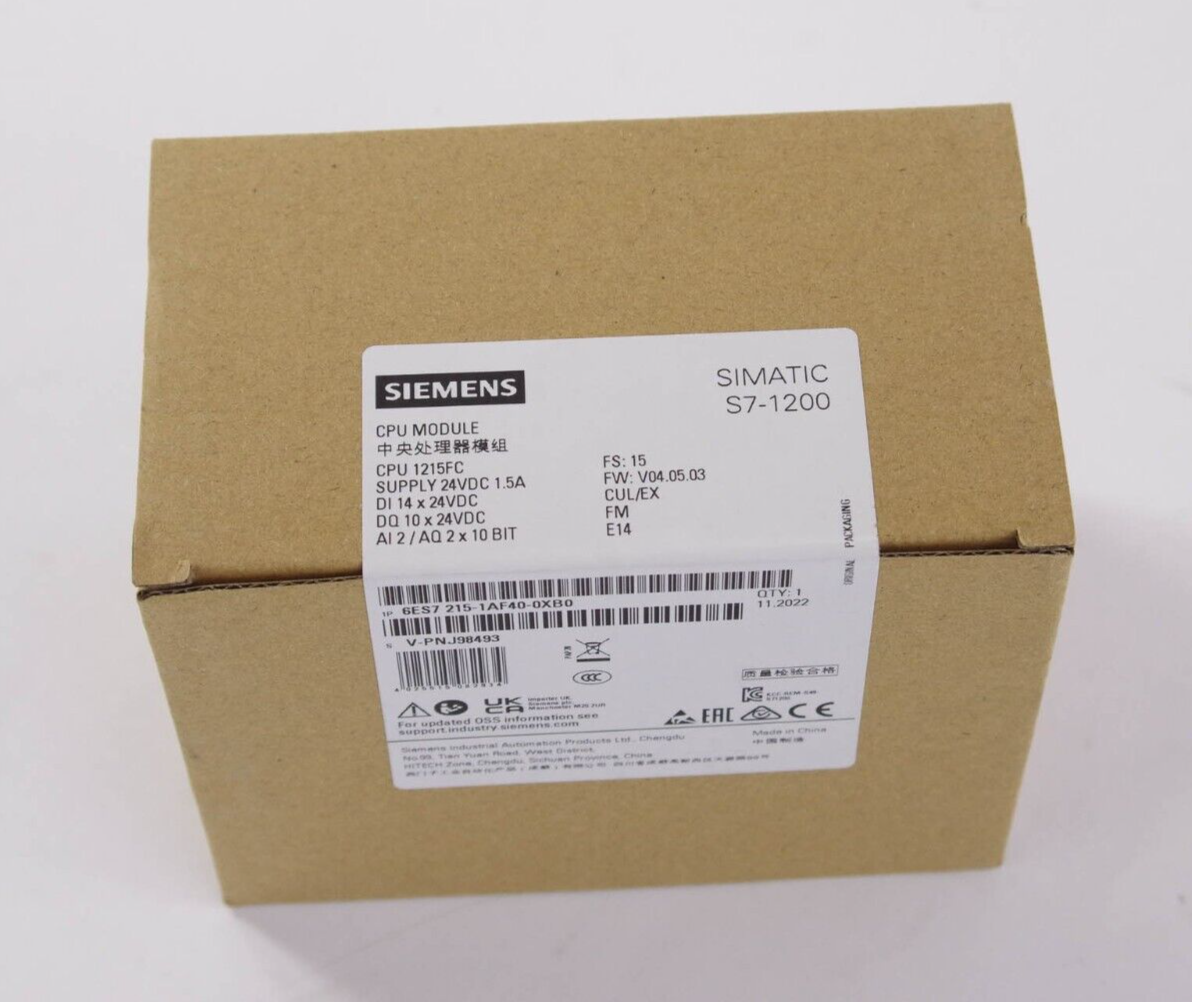 Siemens 6ES7 215-1AF40-0XB0 / 6ES72151AF400XB0 CPU Module 1215FC Simatic S7/1200