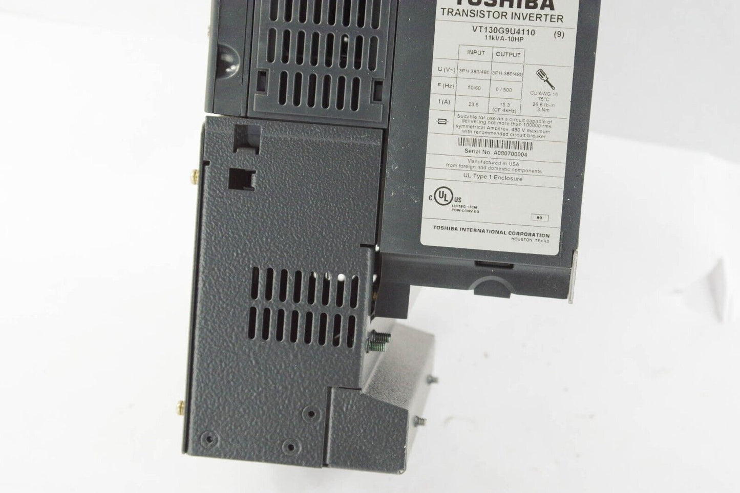 Toshiba VT130G9U4110 Transistor Inverter 10HP Lightly Used