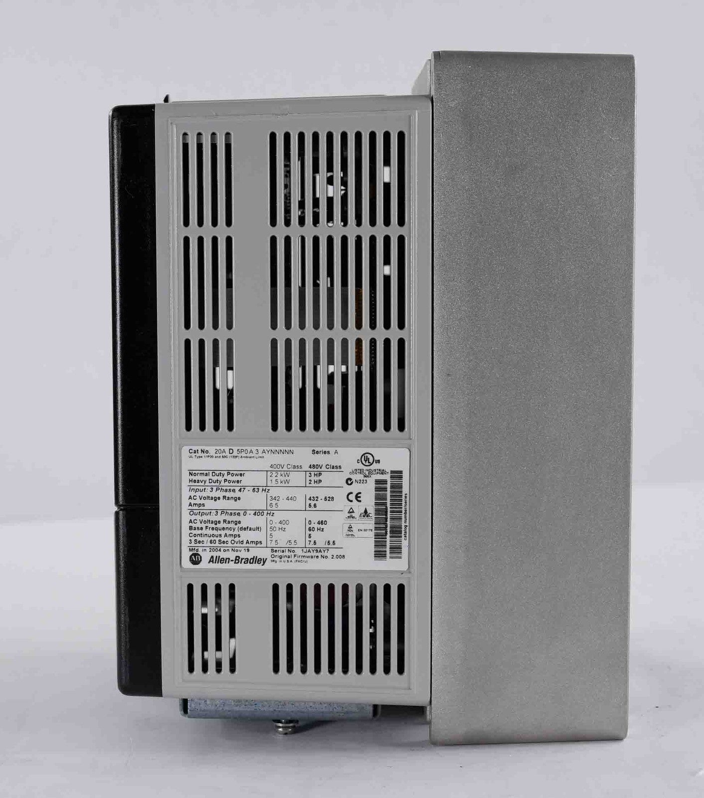 Allen Bradley 20AD5P0A3AYNNNNN /A PowerFlex 70 AC Drive 480V 3HP 3-Phase