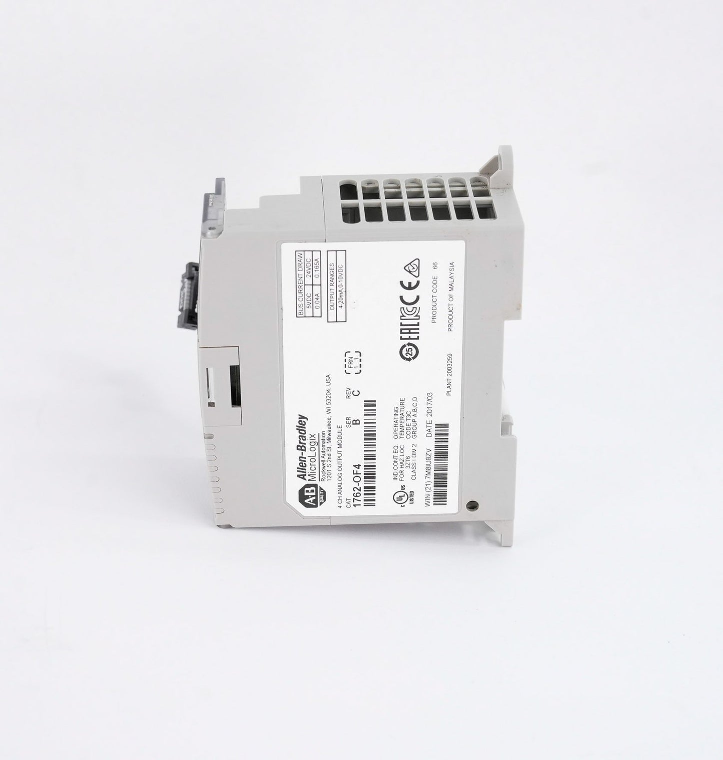 Allen Bradley 1762-OF4 /B MicroLogix 4 Channel Analog Output Module 1762OF4