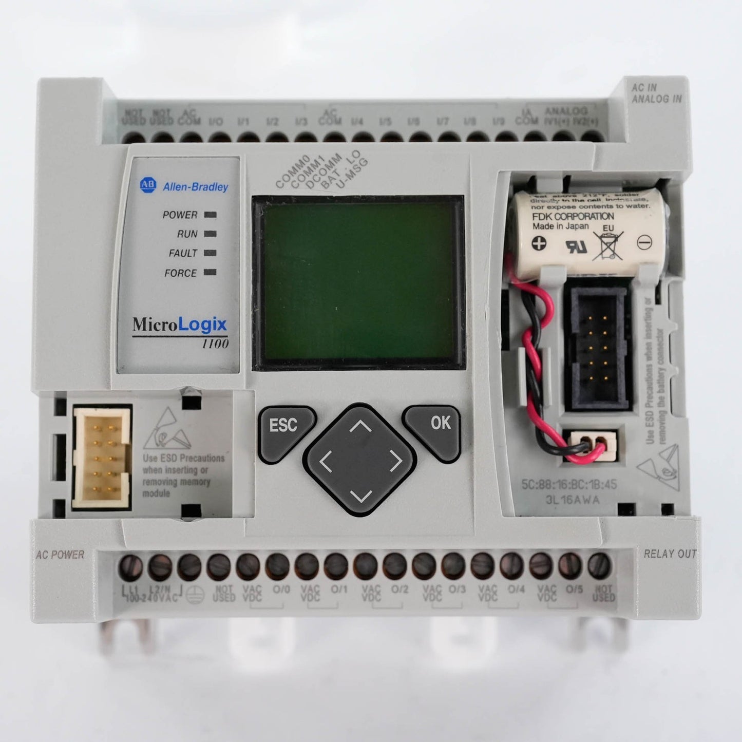 Allen Bradley 1763-L16AWA Ser B MicroLogix 1100 PLC 120/240V AC 1763L16AWA