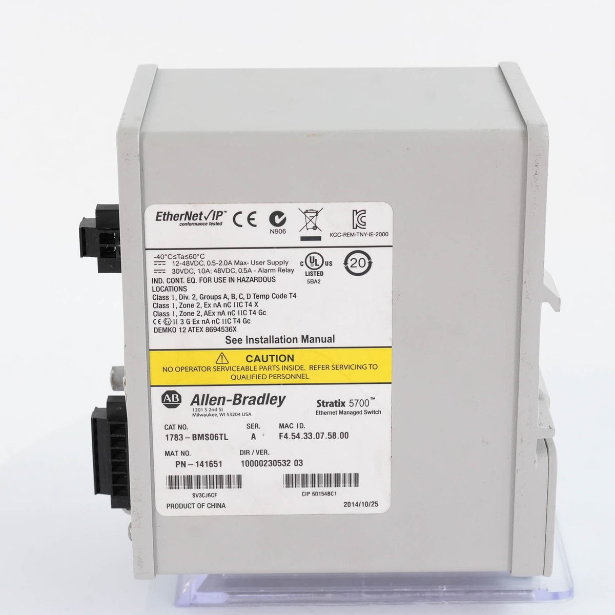 Allen Bradley 1783-BMS06TL Ser A Stratix 5700 Managed Switch 6 Port