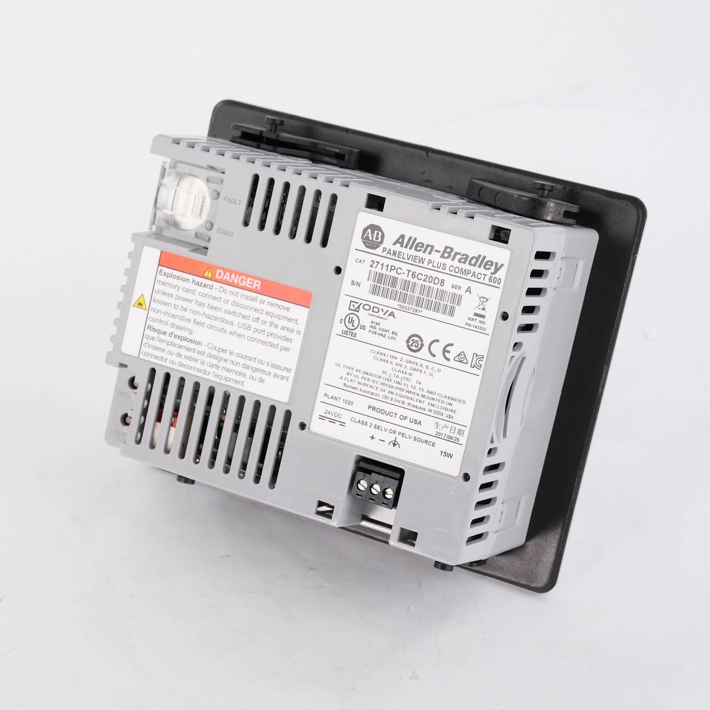 Allen Bradley 2711PC-T6C20D8 Ser A PanelView Plus 6 Compact 600 Touch 24VDC