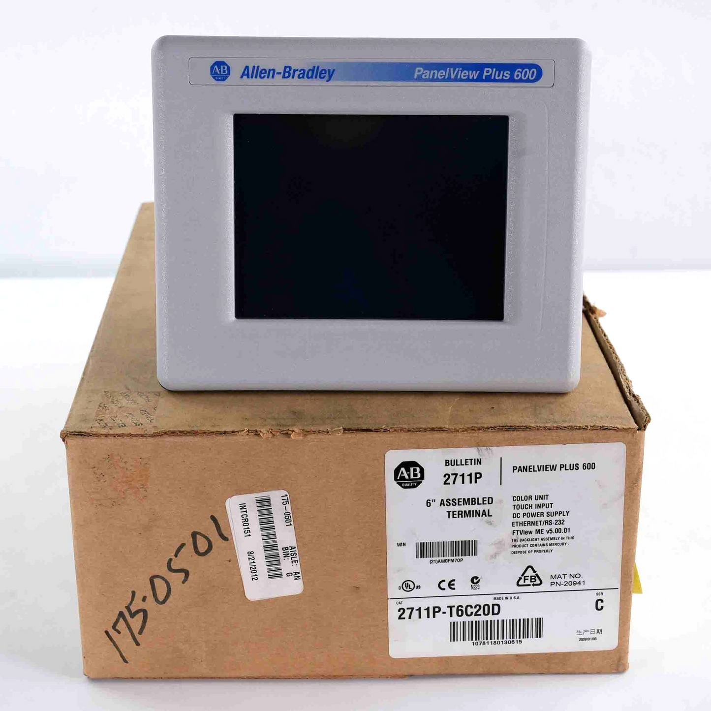 Allen Bradley 2711P-T6C20D /C PanelView Plus 600 Color Touch Display Installed